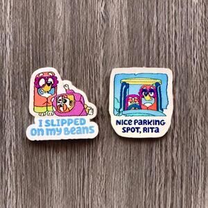 Bluey Iron On Patch SET 2” Nice Parking Spot Rita, Slipped On My Beans, Grannies